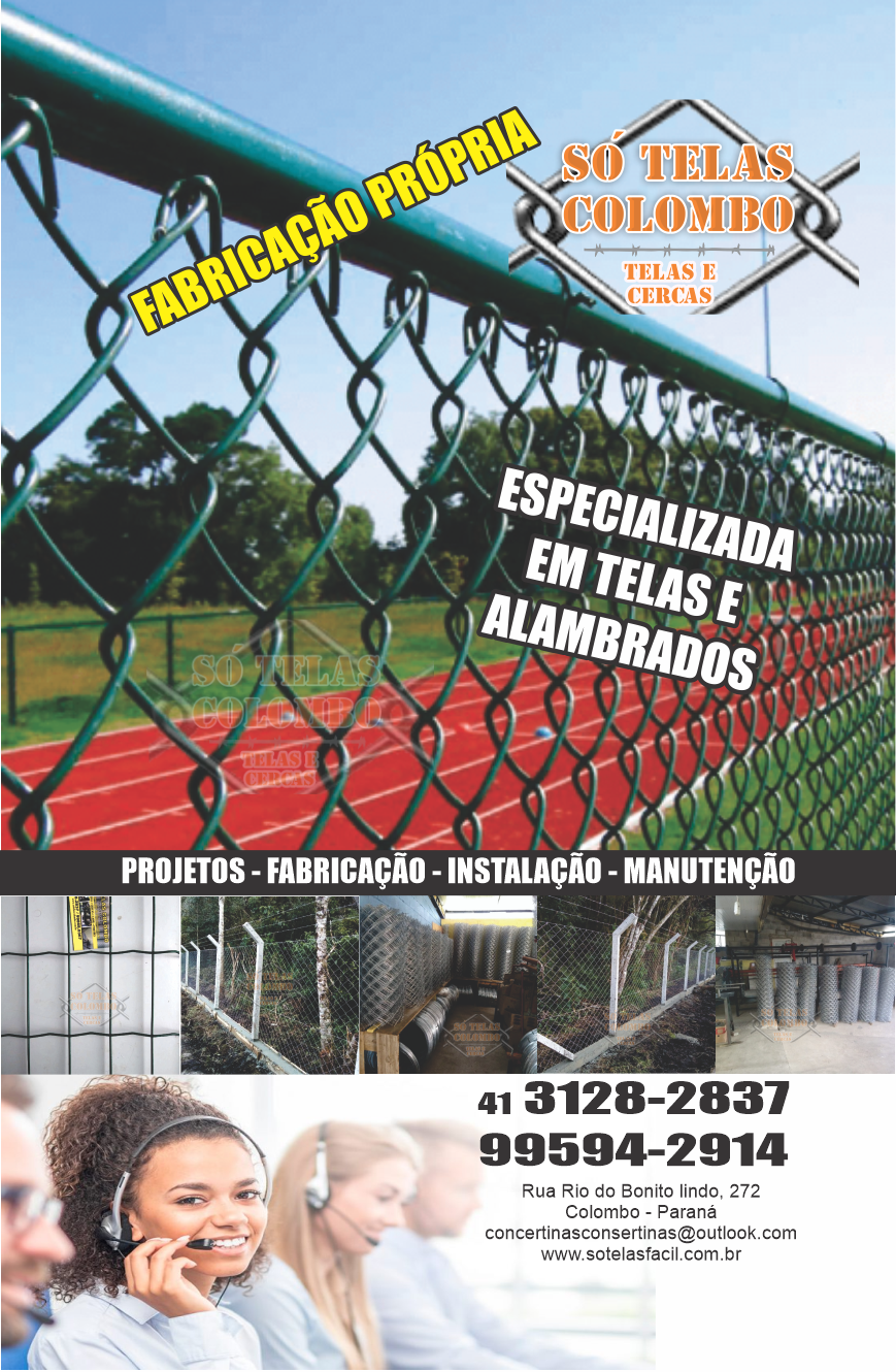 Só Telas Colombo - Especializada em Telas, Cercas e Alambrados      RUA DO BONITO-LINDO, 272, COLOMBO - PR  Fones: (41) 3128-2837 / (41) 99594-2914