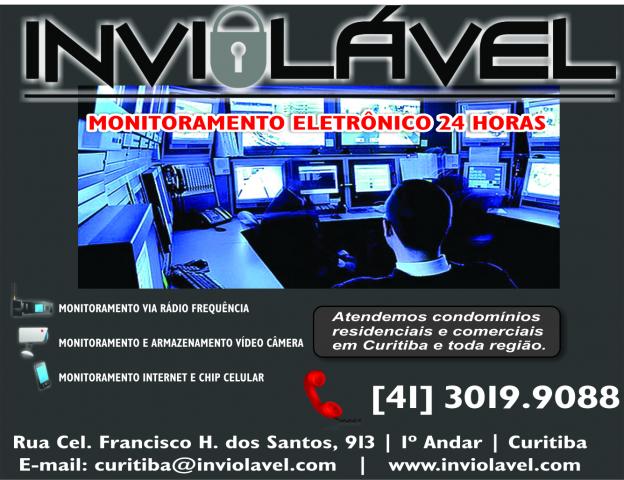 Inviolável Monitoramento Eletrônico      RUA CORONEL FRANCISCO HOFFMANN DOS SANTOS, 913, CURITIBA - PR  Fones: (41) 3019-9088 /